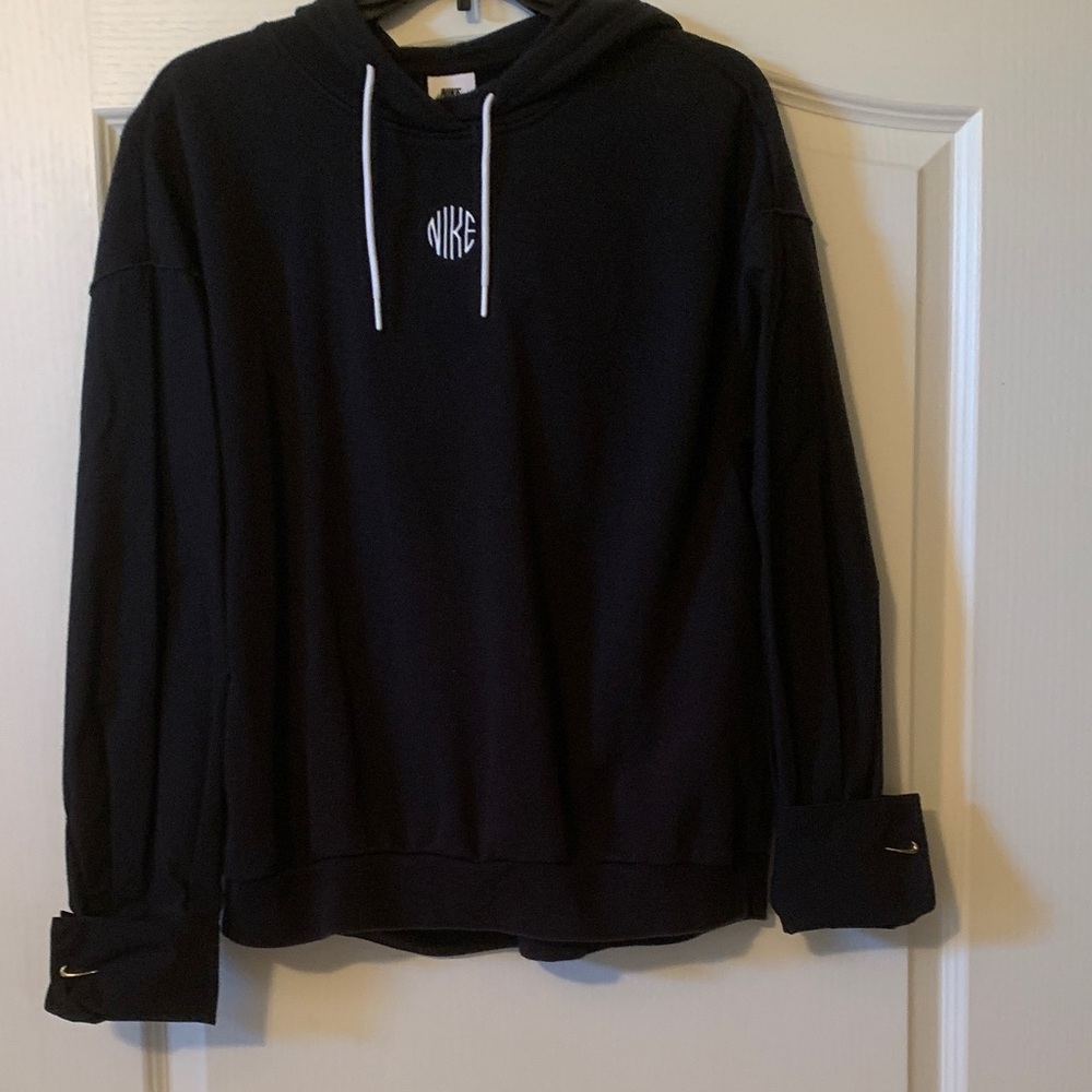 Nike Men's Black Hoodie with White Accents